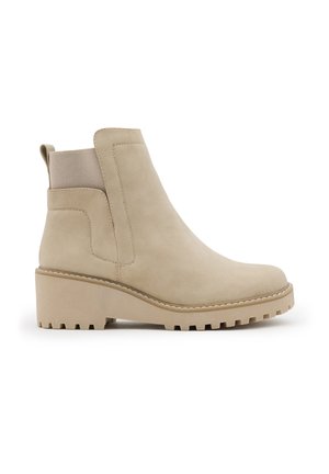 CON CUÑA Y ELASTICOS - Botines con plataforma - beige