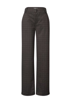 Street One, HIGH WAIST STRAIGHT LEG HOSE MIT KAROMUSTER - Pantalon classique - black coffee