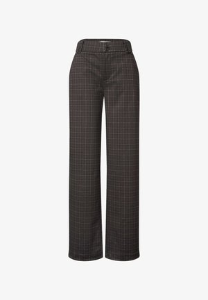 Street One, HIGH WAIST STRAIGHT LEG HOSE MIT KAROMUSTER - Pantalon classique - black coffee