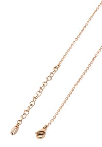 Guld-tone metal kædehalskæde med et fint led design, der har en oval perle og en krabbe-lås for sikker lukning.