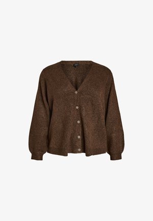 Zizzi, STRICKJACKE MIT ZIERKNÖPFEN UND V-AUSSCHNITT - Ζακέτα - braun