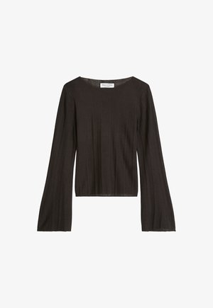 Zwart geribd langärmelig top met brede klokmouwen en een ronde hals, met label "Marc O'Polo".