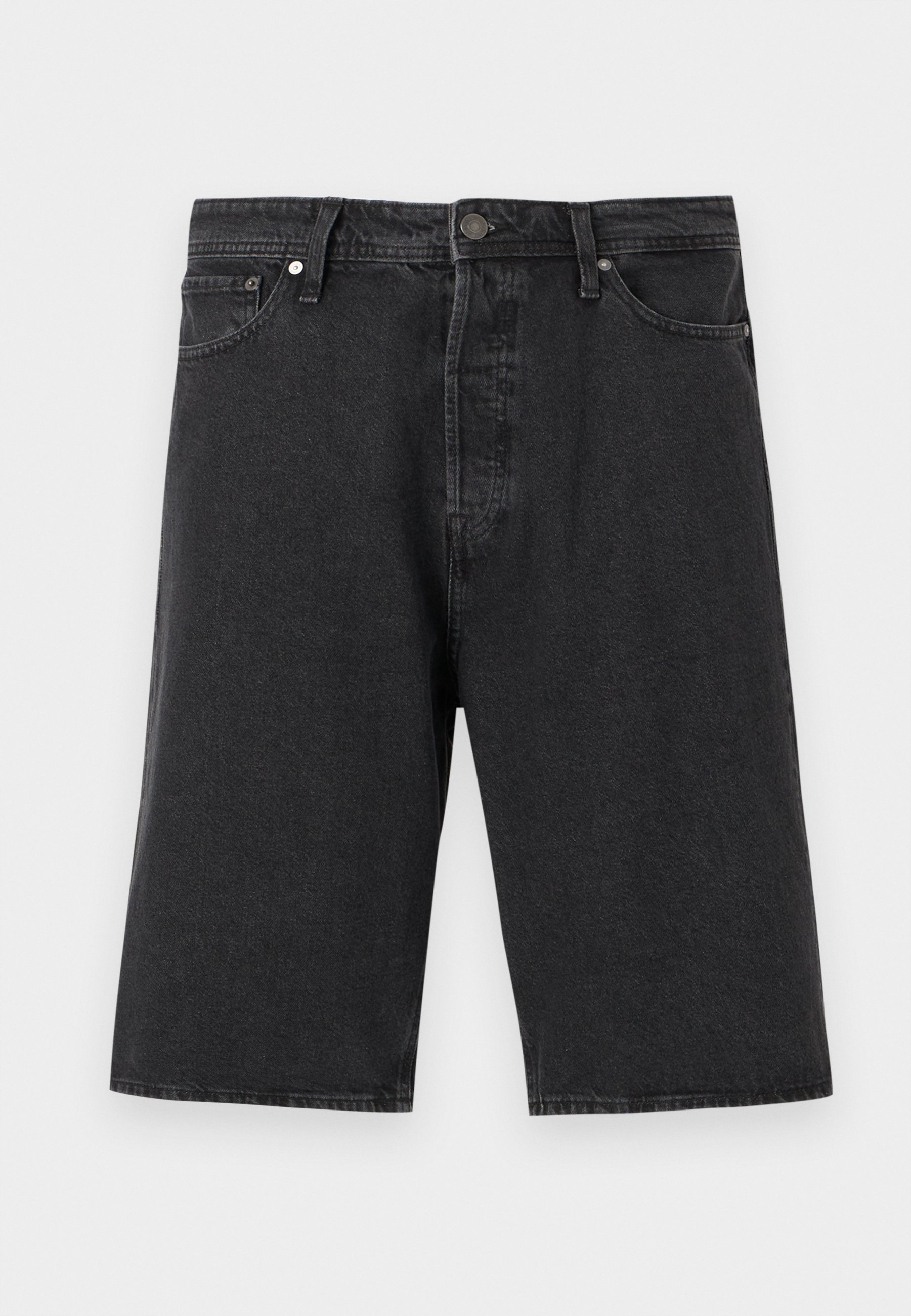 【U LAN】Pocket Point Black Denim Shorts Patch Pocket Denim Shorts | Washed Black | hush