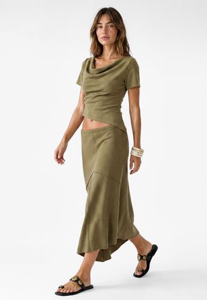 Koton, ASYMMETRIC T-SHIRT. - T-shirt imprimé - green