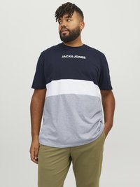 Jack & Jones JJEREID BLOCKING TEE - Apdrukāts T-krekls - navy blazer