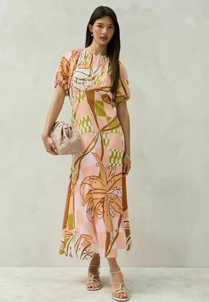 Next, TALL FIT - PRINT PUFF SLEEVE MIDI DRESS . - Vestido largo - orange floral print