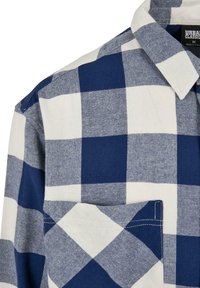 Marineblå og hvit rutete knapp-up skjorte laget av bomull, med en lomme på brystet og klassisk krage. Myk tekstur med et uformelt design.