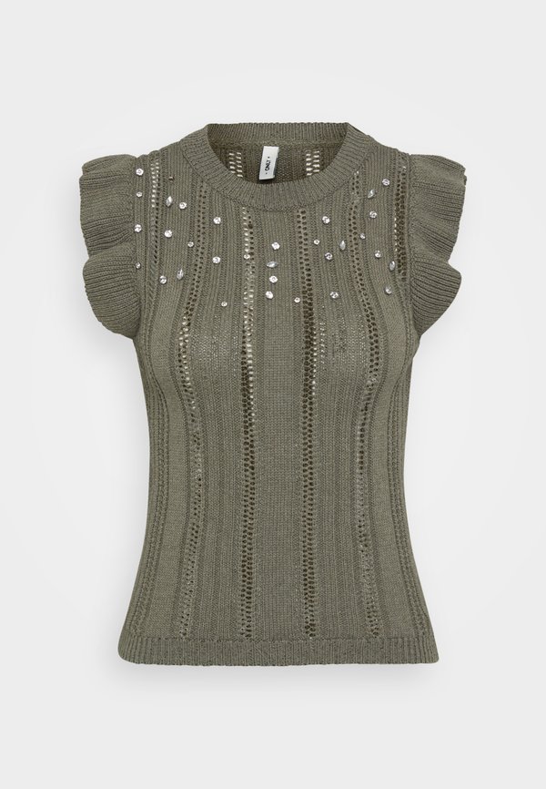 ONLNEWTULLE LIFE FRILL BLING - Print T-shirt - kalamata melange3