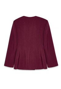 Bordo pritaikytas bleizeris su prigludusia forma, struktūriniais pečiais ir pintu nugaros dizainu. Pagamintas iš tekstūruotos medžiagos.