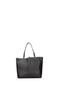 Sort læder tote taske med tekstureret overflade, to lange håndtag og et rummeligt indre. Minimalistisk design uden synligt hardware.