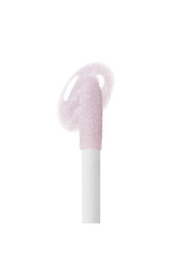 Bacchetta glitterata rosa con una punta testurizzata, attaccata a un manico bianco liscio. La punta presenta un accento circolare sulla parte superiore.
