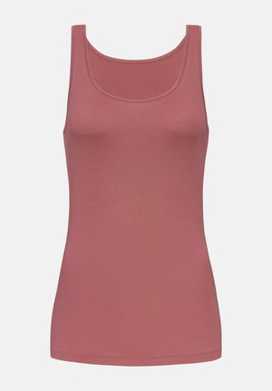 Débardeur mauve sans manches avec encolure arrondie, silhouette ajustée et texture de tissu lisse sur fond uni.