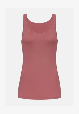 Débardeur mauve sans manches avec encolure arrondie, silhouette ajustée et texture de tissu lisse sur fond uni.