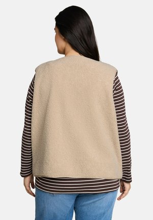TOM TAILOR, SWEATVEST TEDDY WITH BUTTONS - Veste sans manches - gravel beige