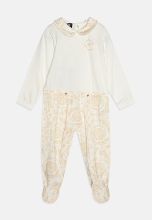 Versace BODYSUIT WITH FEET BAROCCO KIDS MEDUSA PRINT UNISEX - Yöpuku - bianco/beige