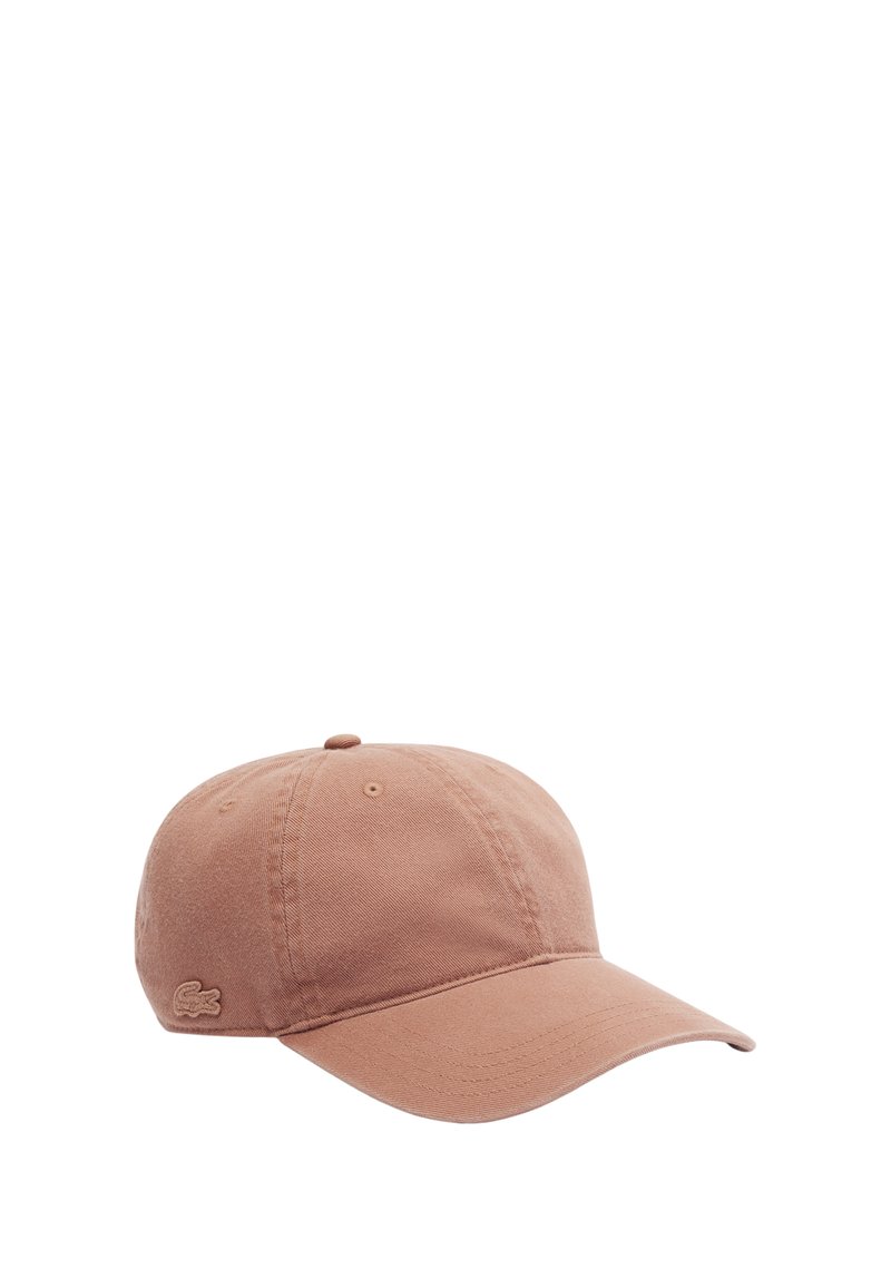 Gorra de béisbol de algodón en rosa claro, con visera curva, correa ajustable y logotipo bordado tonal en la parte frontal.