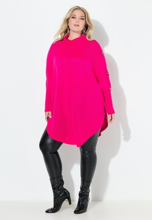 PONCHO-STYLE ZOPFMUSTER ZIPFELSAUM - Jersey de punto - neon berry