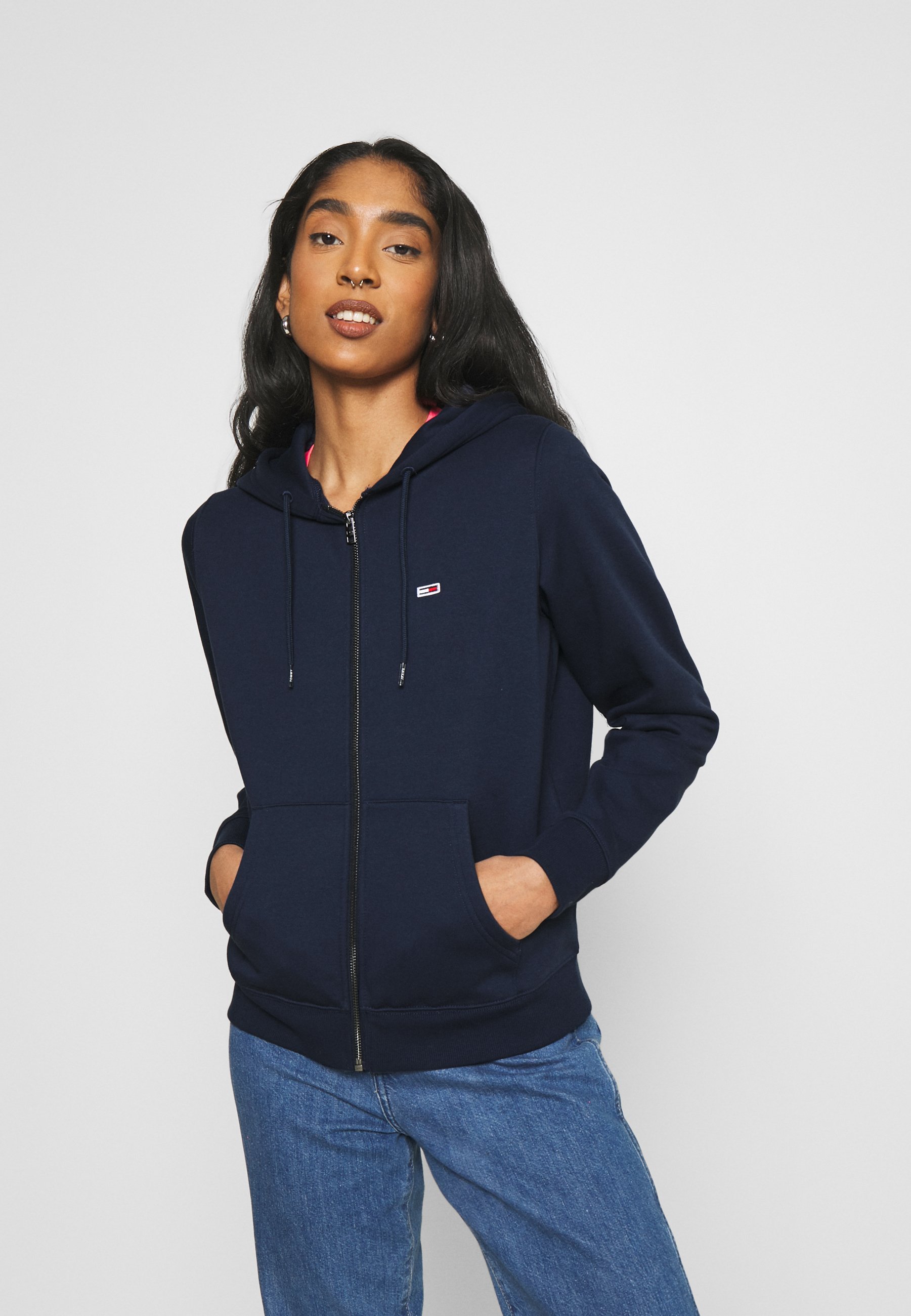 Tommy Jeans REGULAR HOODIE ZIP THROUGH - Zip-up sweatshirt - twilight  navy/dark blue - Zalando.co.uk