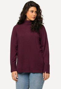 Ulla Popken ROLLKRAGEN BÜNDCHEN - Stickad tröja - dark berry
