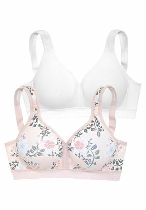 LASCANA, 2 PACK - T-shirt bra - rosé-bedruckt  weiß