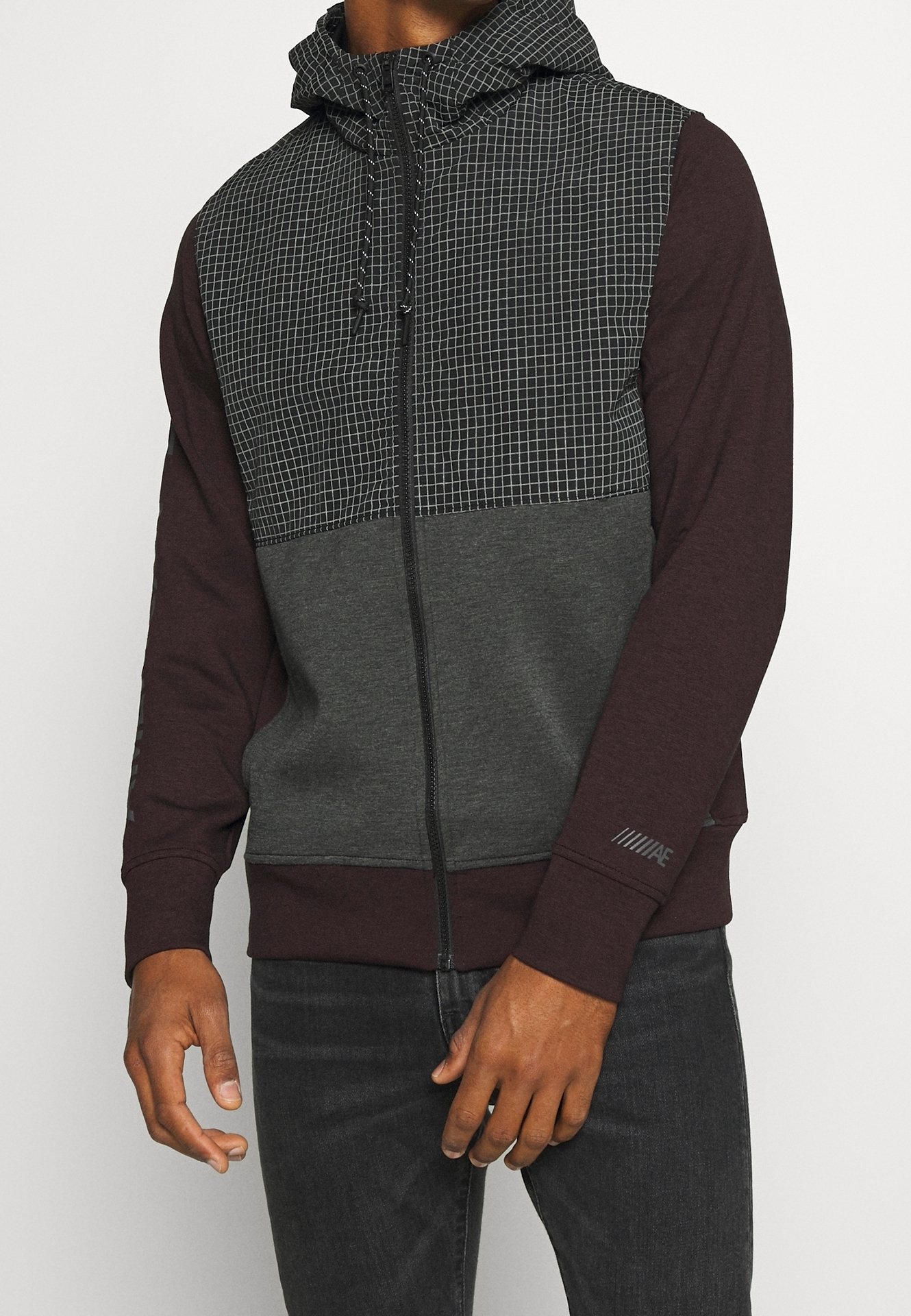 Sweat Rayé American Eagle – Femme, Petite (PS), Rouge Et Blanc, Capuche Kangourou