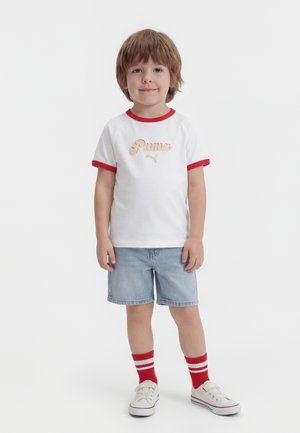 GRAPHIC RINGER TEE UNISEX - Nyomott mintás póló - white