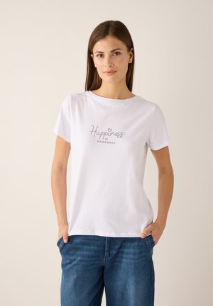 More & More ELASTISCHES KURZARM STRASS-SCHRIFTZUG - Print T-shirt - white