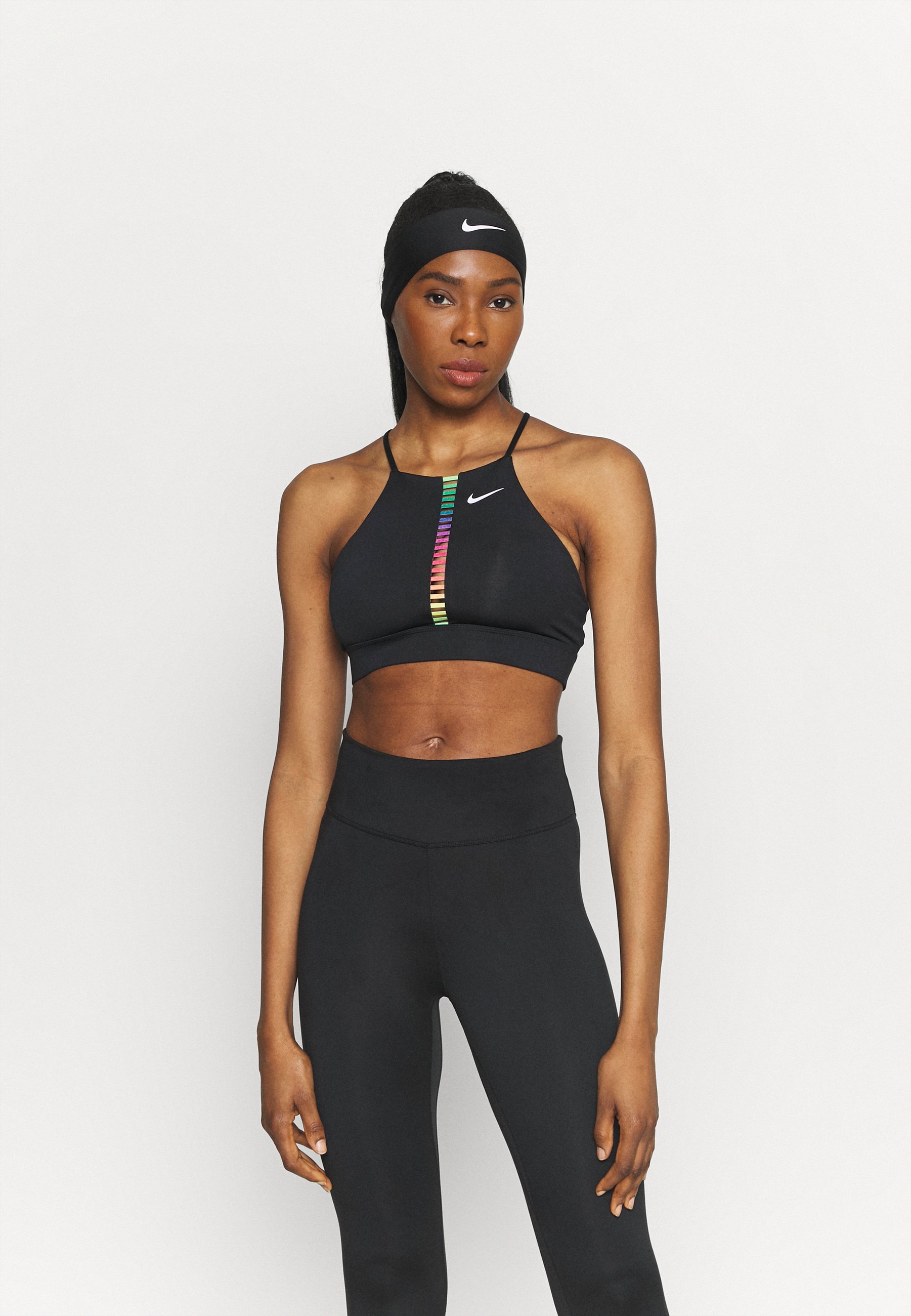 Nike Performance INDY RAINBOW BRA - Light support sports bra -  black/white/black - Zalando.co.uk