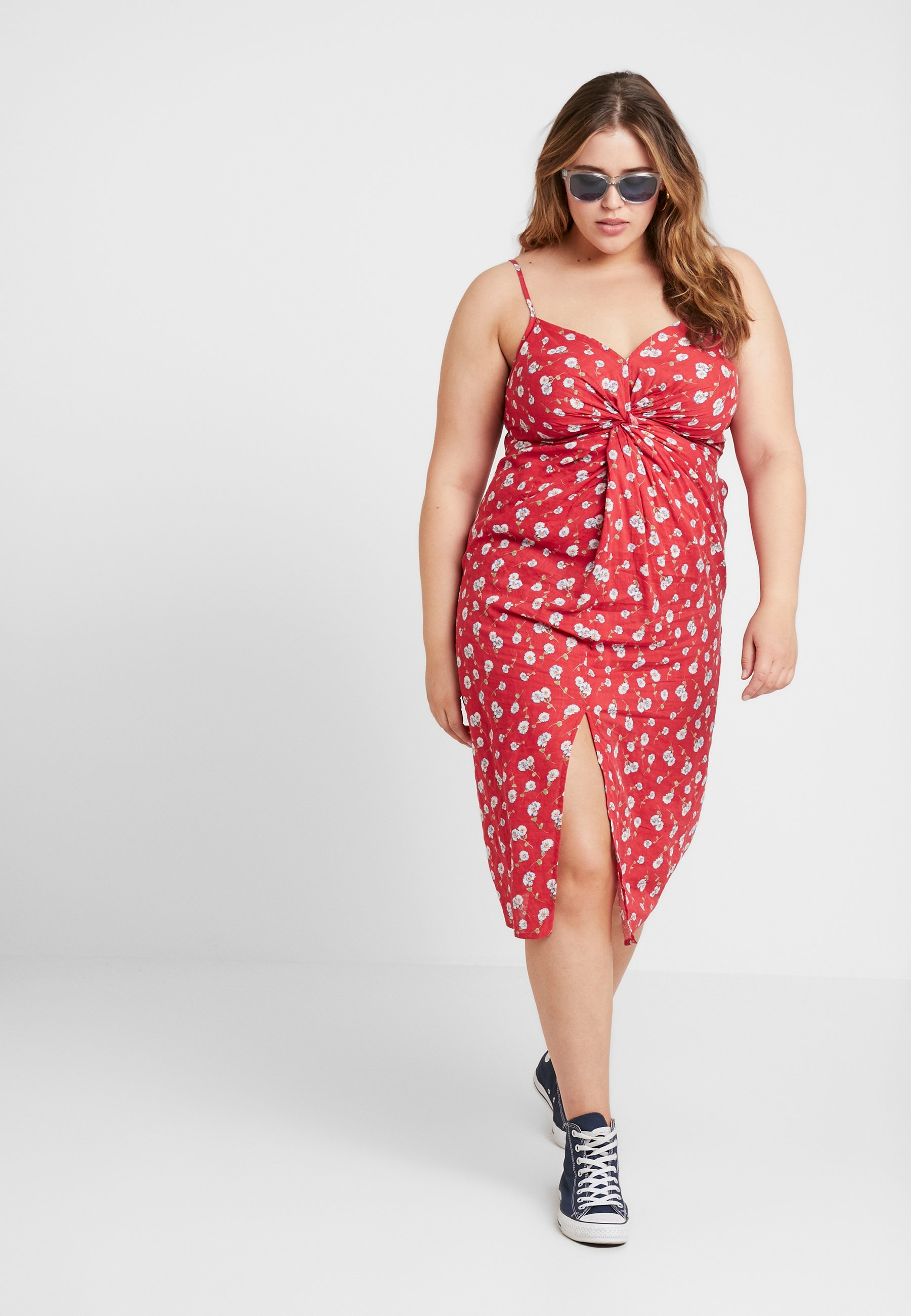 missguided curve knot front midi dress