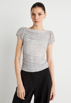 PUFF SLEEVE - Print T-shirt - white/black