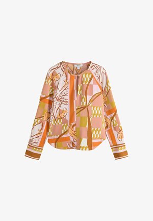Next, PETITE FIT - LONG SLEEVE V-NECK OVERHEAD BLOUSE - Bluse - orange pink abstract floral print