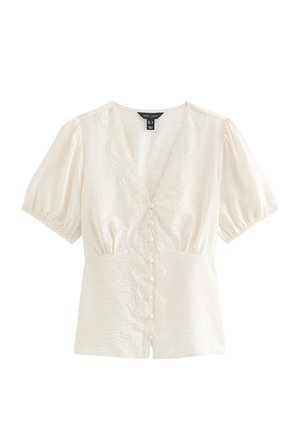 New Look, OFF WHITE LACE BUTTON TEA BLOUSE - Blusa - off white