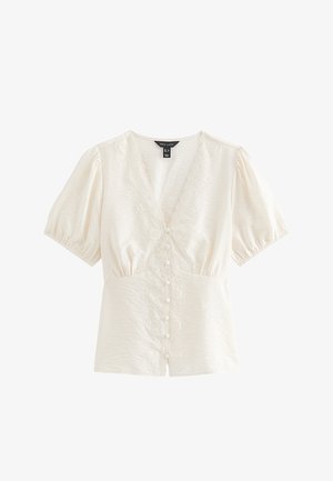 New Look, OFF WHITE LACE BUTTON TEA BLOUSE - Blusa - off white