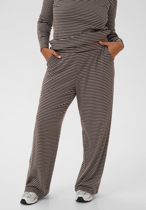 Kaffe Curve, KCSMILLA - Pantalon classique - coffee bean chalk stripe