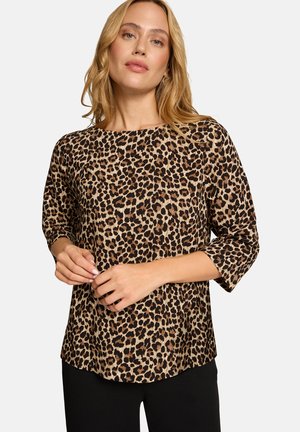 MIT RUNDHALSAUSSCHNITT LEO - Bluse - beige/black