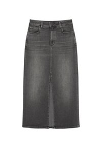 REGULAR LENGTH FIT SLIT AT FRONT - Denim skirt - dark grey lefthand wash