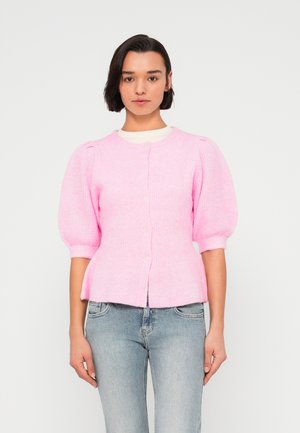 PCSILLY SS PUFF KNIT CARDIGAN  - Strickjacke - roseate spoonbill melange