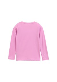 Langärmliges Shirt aus leichtem, pinkem Baumwollstoff mit runder Halslinie und einfarbigem Design ohne Muster oder zusätzliche Details.