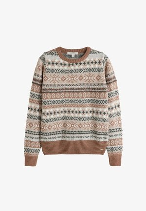 Laura Ashley, FAIRISLE PATTERN CREW NECK JUMPER - Jumper - brown