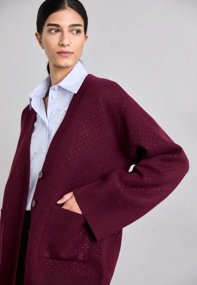 sandro CARDIGAN LOOK SURCHEMISE - Adīta jaka - bordeaux