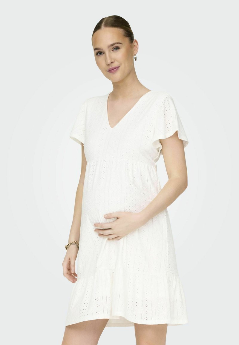 ONLY MATERNITY NORMAL GESCHNITTEN V-AUSSCHNITT - Jurk - cloud dancer