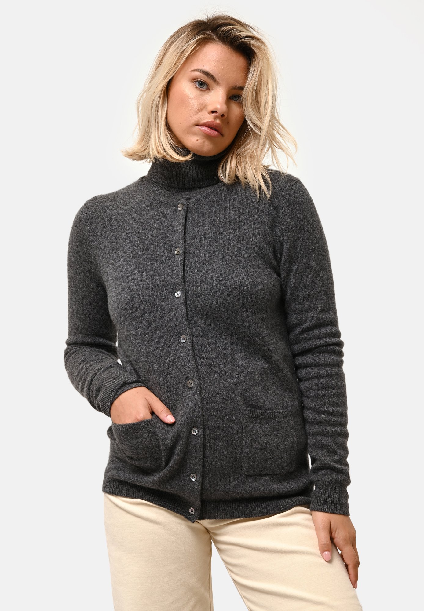 Just Cashmere KATHARINE Cardigan anthracite chiné/dark grey