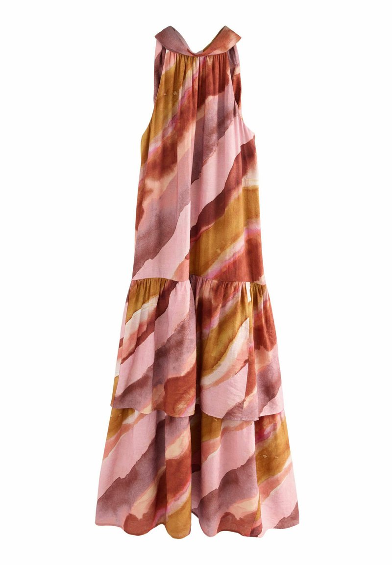 Next HALTER TIE NECK LAYERED - Maxi šaty - pastel pink and orange blurred stripe