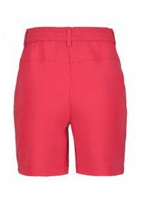 Rosa shorts med en slät textur, elastisk midja och en minimalistisk design. Har dubbla sömmar och rak skärning.