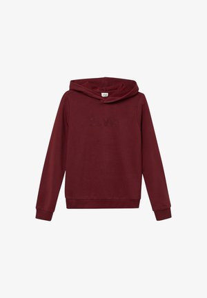 Bordowy sweatshirt z kapturem, z długimi rękawami i ściągaczami, z haftowanym napisem "SLVR" na środku przodu.