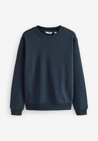Donker marineblauwe sweatshirt, gemaakt van een zacht katoenmix, met een ronde hals, ribgebreide boorden en zoom, en een minimalistisch ontwerp.