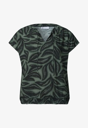 Street One, BLUSENSHIRT MIT SPLIT NECK UND SMOKDETAIL - Blouse - deep bound green