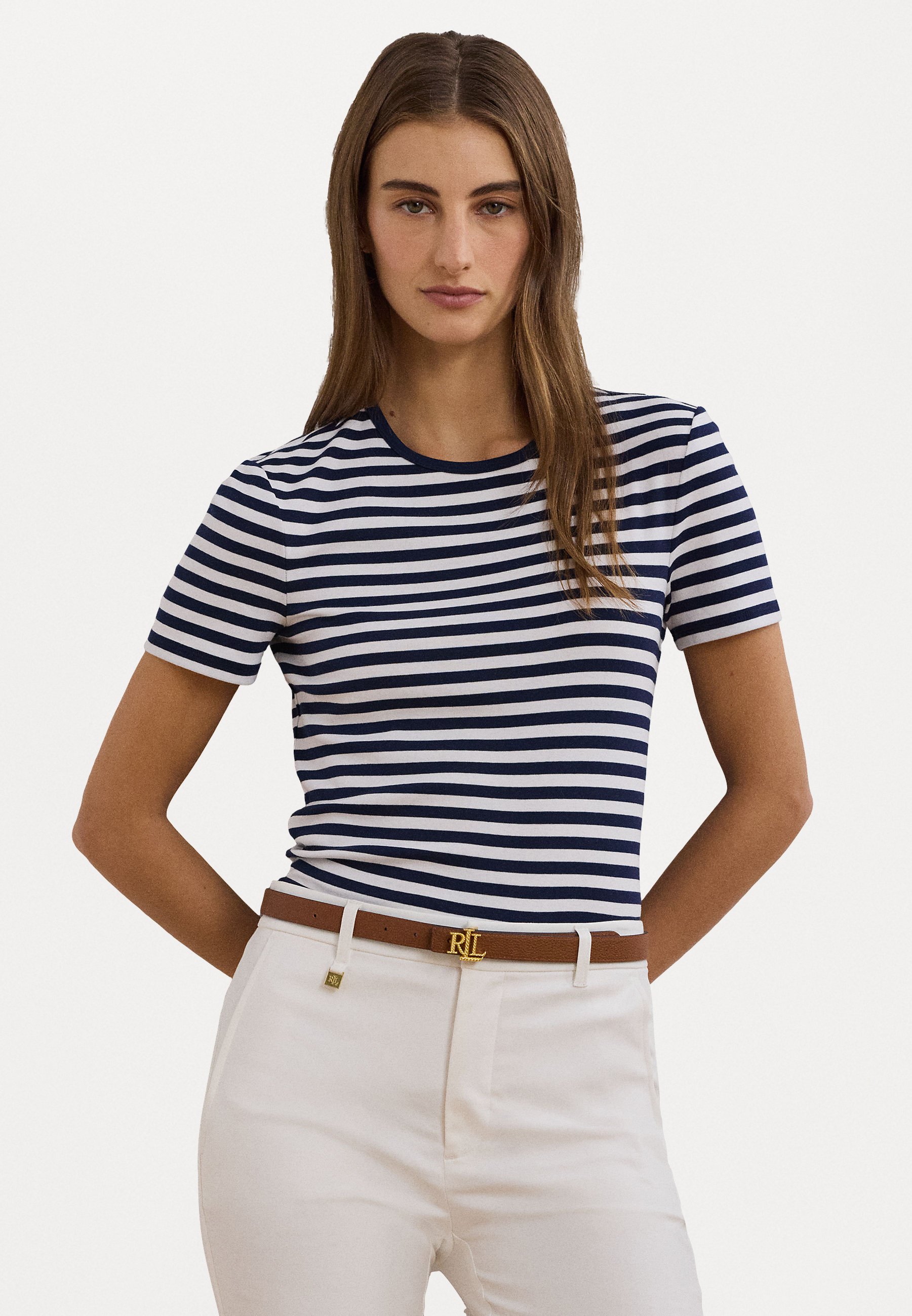 Lauren Ralph Lauren STRIPED STRETCH COTTON CREWNECK TEE T-Shirt