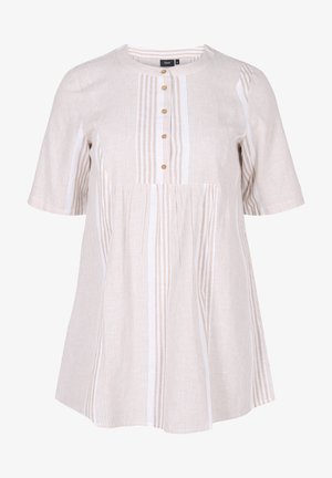 SHORT-SLEEVED WITH BUTTONS - Tunika - white taupe stripe