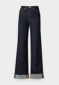 VMTESSA WIDE FOLD UP - Wide Leg - dark blue denim